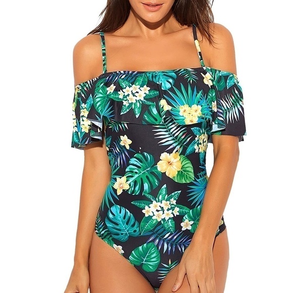 FunnyGirl Other - FunnyGirl Flounce One Piece Tropical Floral Swimsuit